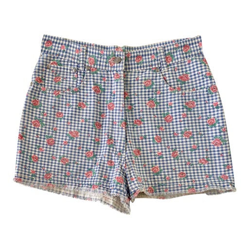 Gingham and flower mini shorts