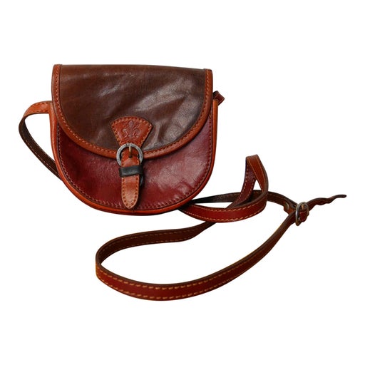 Tricolor leather messenger bag