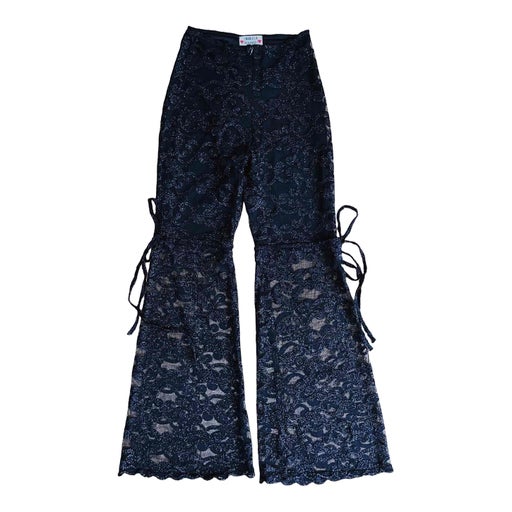 Pantalon flare  transparent en dentelle et