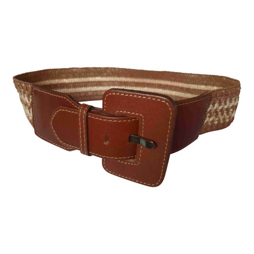 Leather and raffia belt