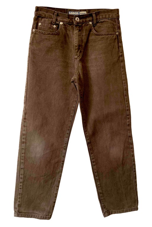raw brown jeans