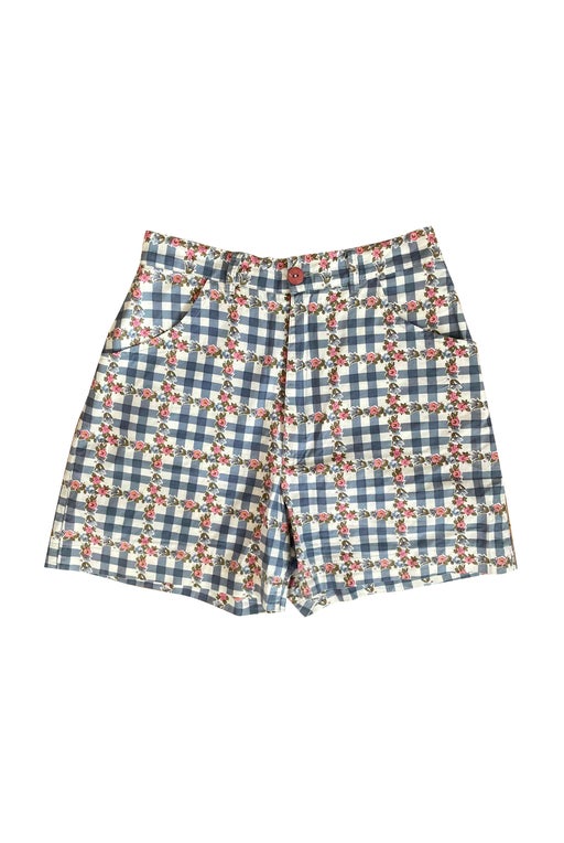 Floral gingham shorts