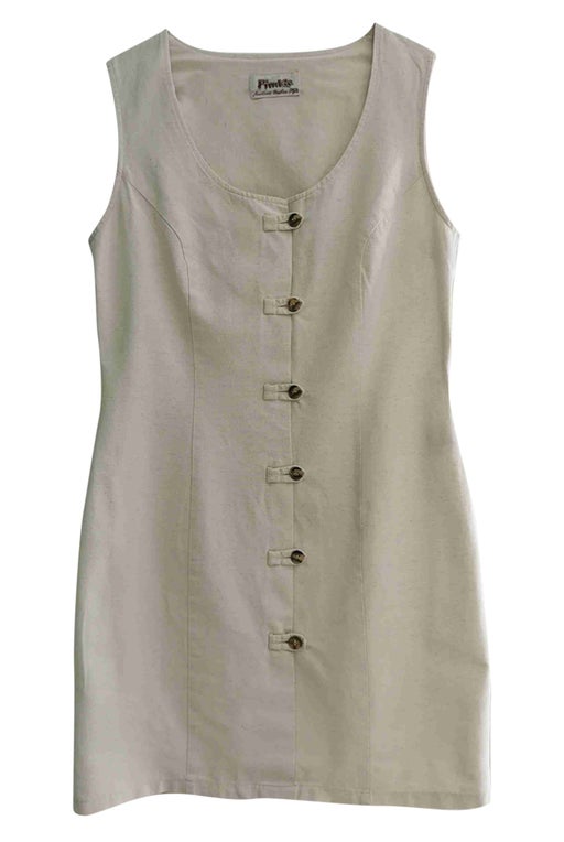 Dress in ecru linen and cotton Da fitted shape
