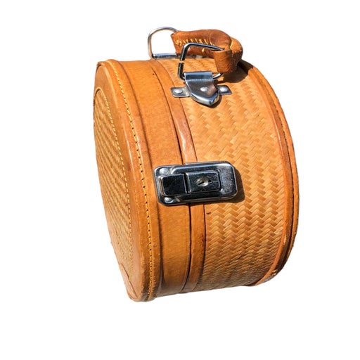 Leather and wicker basket