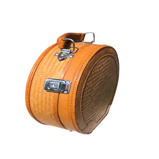 Leather and wicker basket