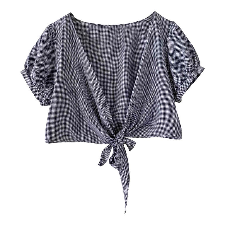 Crop top vichy à nouer