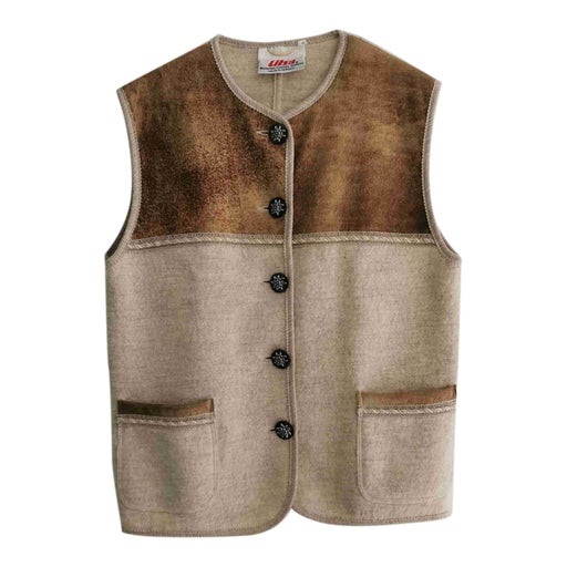 Gilet en laine et en daim