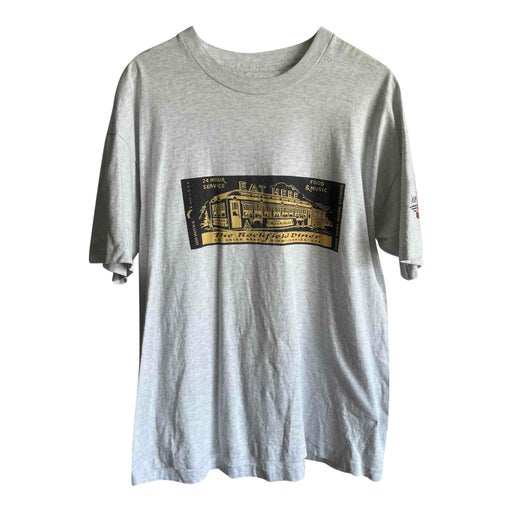 T-shirt gris chiné avec imprimé diner à l'avant