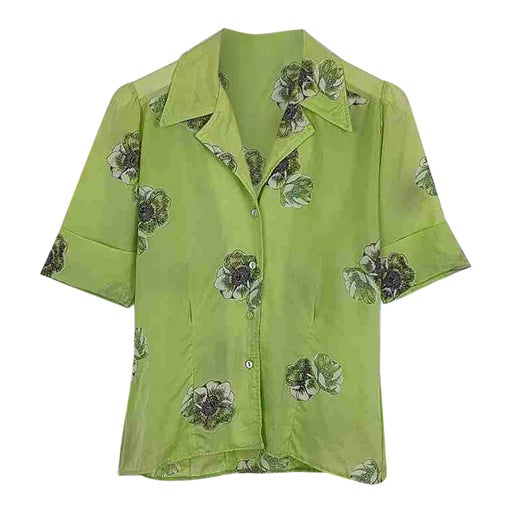 Fitted floral shirt with pie shovel collar