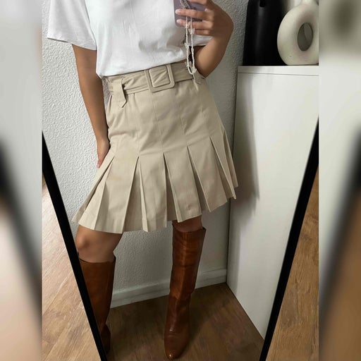 Pleated cotton skirt