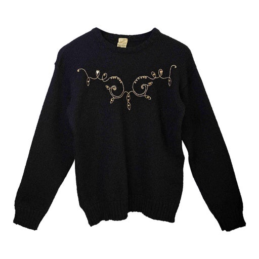 Pull noir en laine mélangée