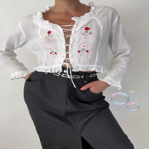 Embroidered crop top