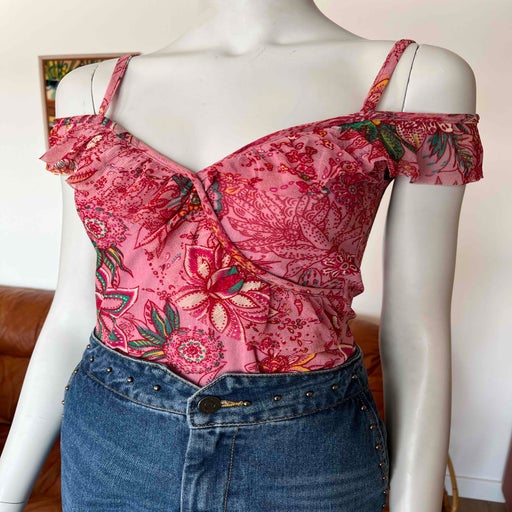 Top en mesh à fleurs