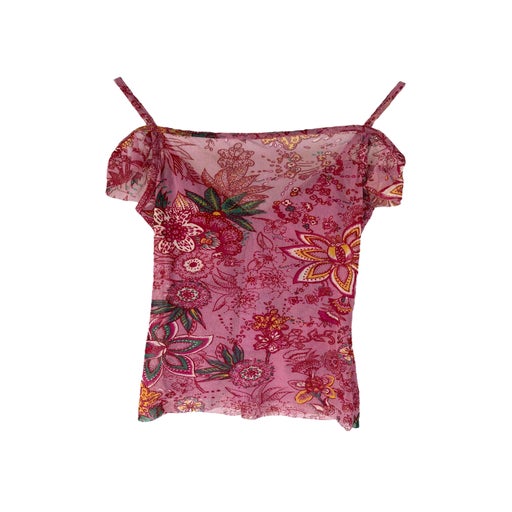 Top en mesh à fleurs
