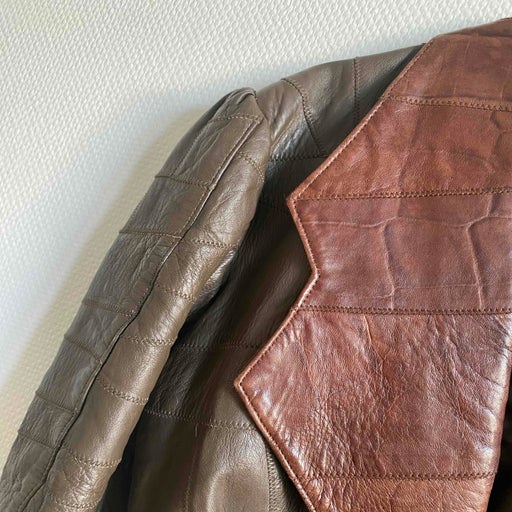 80s Short Leather Jacket, Gray