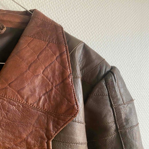 80s Short Leather Jacket, Gray