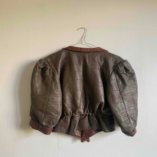 80s Short Leather Jacket, Gray