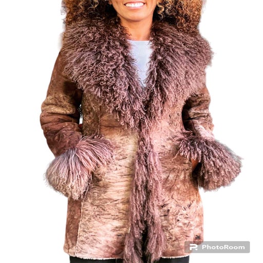 Leather and faux fur coat