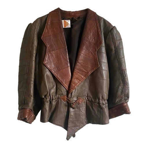 80s Short Leather Jacket, Gray