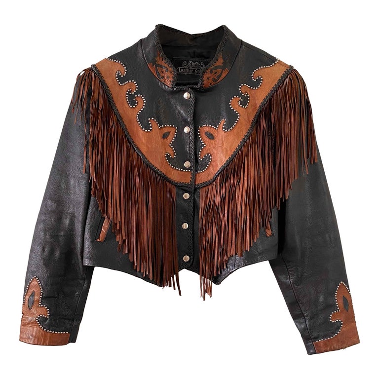 Veste en cuir frangée