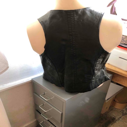 Black faux leather vest