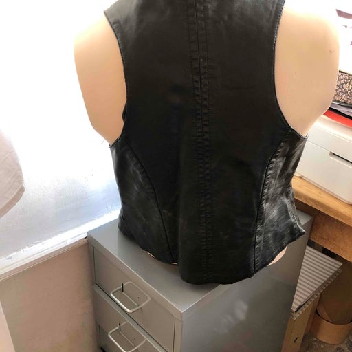 Black faux leather vest