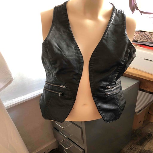 Black faux leather vest