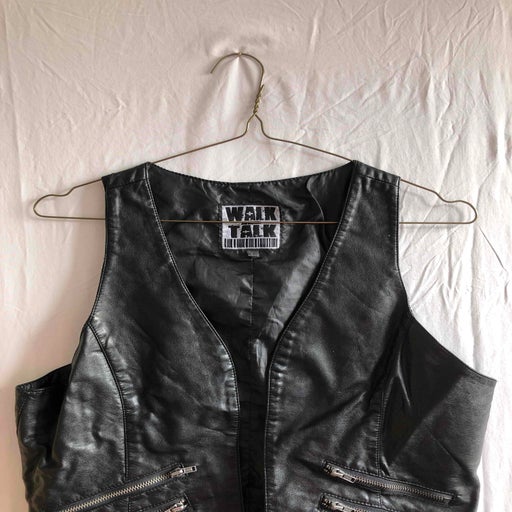Black faux leather vest