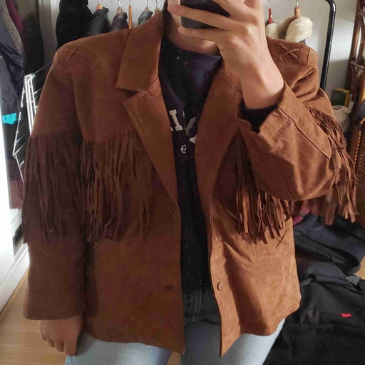 Fringed leather jacket