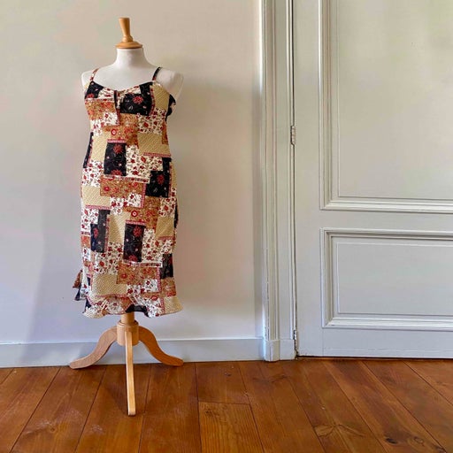 Patchwork slip dress