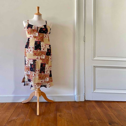 Patchwork slip dress
