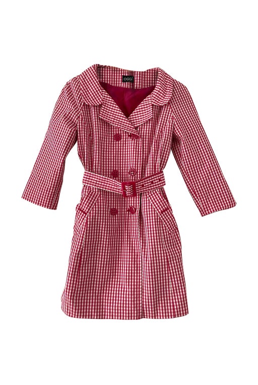 Gingham trench coat