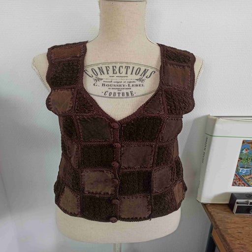 Patchwork leather vest