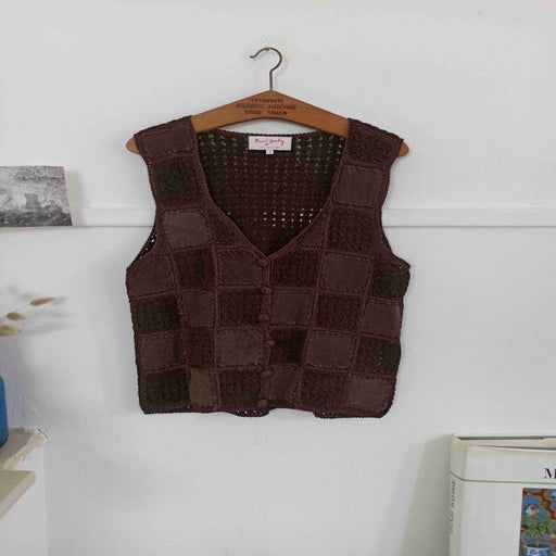 Patchwork leather vest