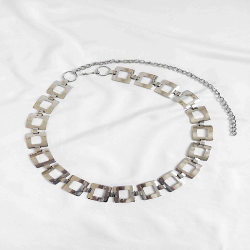 Silver metal chain belt