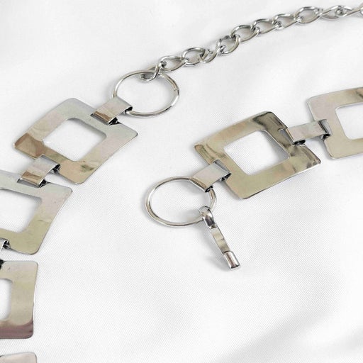 Silver metal chain belt