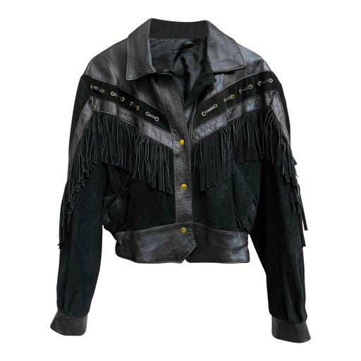 Veste en cuir à franges 
