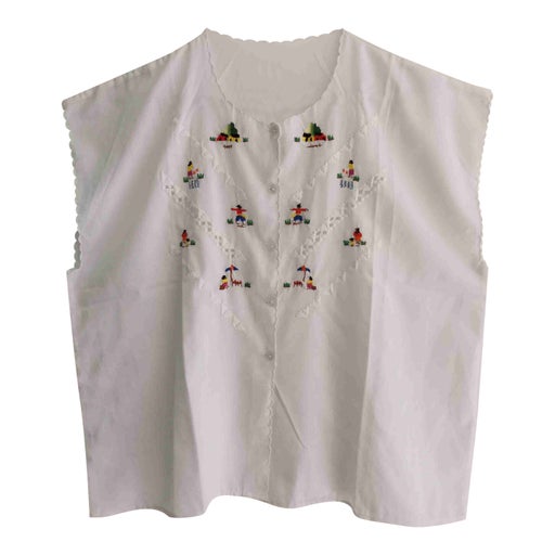 Top brodé en coton 
