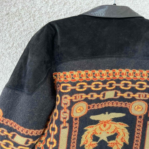Leather and wool coat
