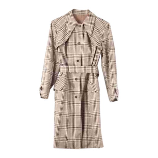Checked trench coat