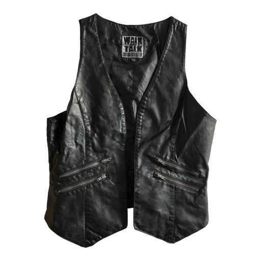 Black faux leather vest