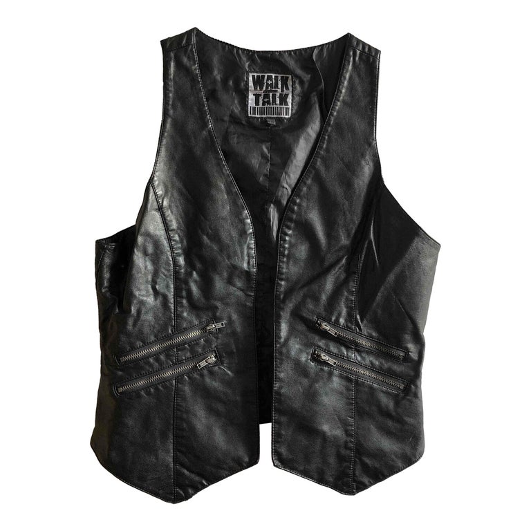 Black faux leather vest