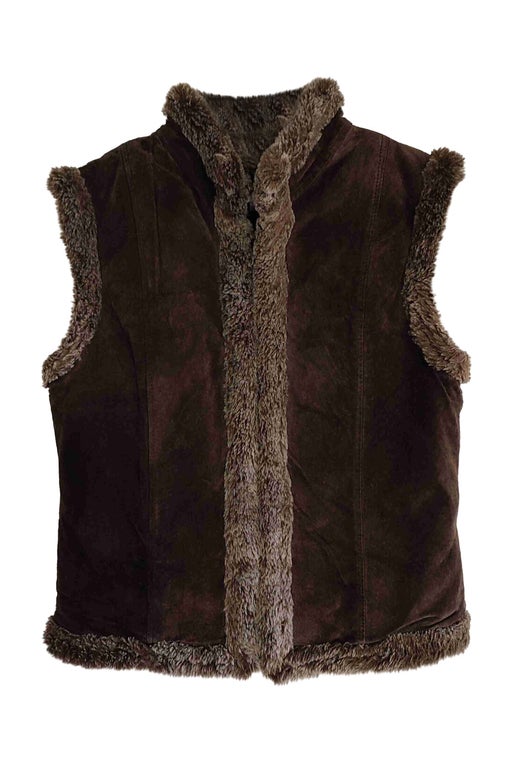 Suede sleeveless vest