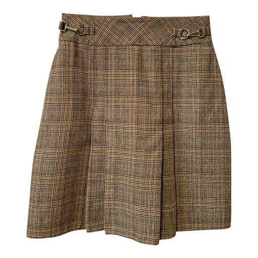 Pleated checked skirt
