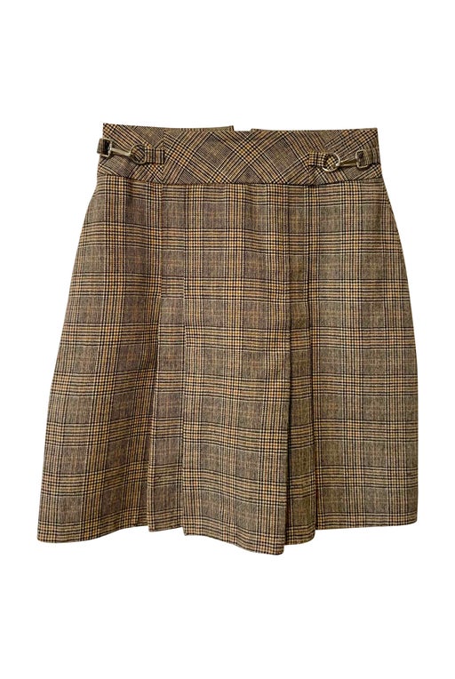 Pleated checked skirt