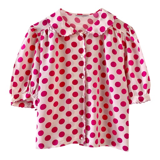 Polka dot silk blouse