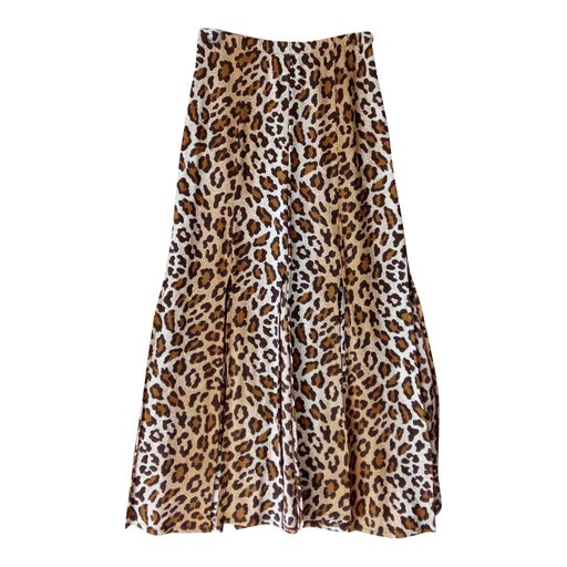 Long leopard skirt.