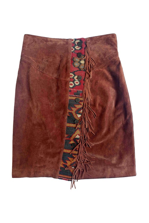Fringed suede skirt