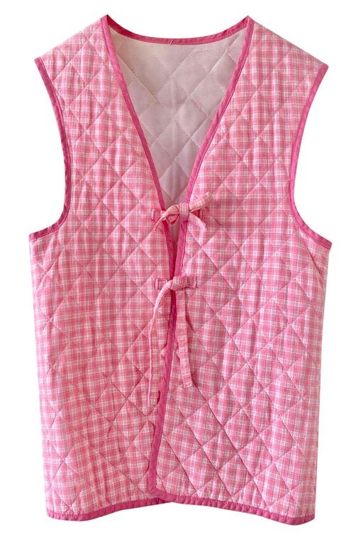 Gingham quilted vest
