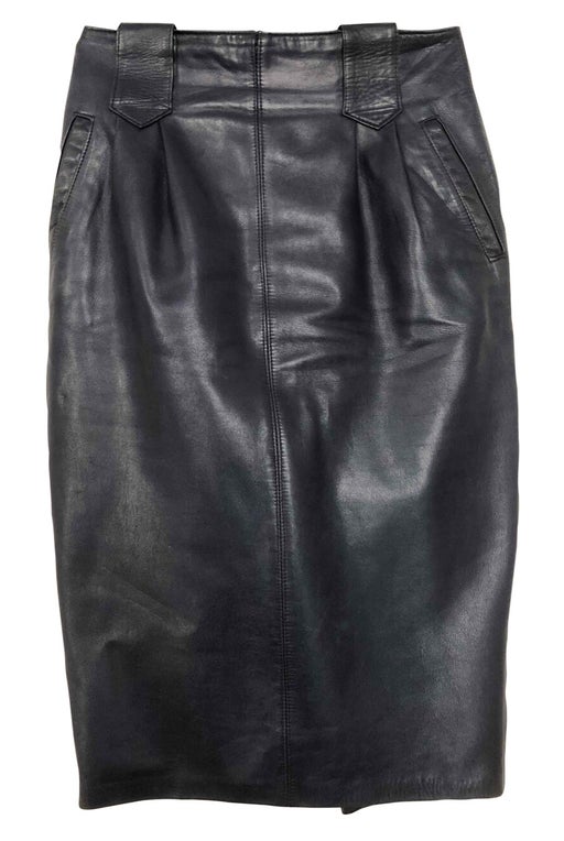 Blue leather skirt